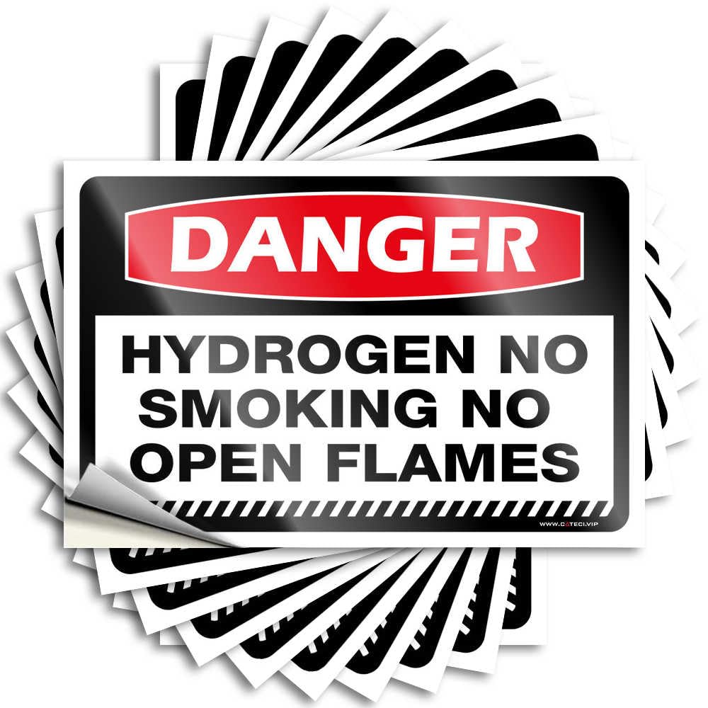 Outdoor Deck Decor Half Tattoos - Danger Hydrogen No Smoking No Open Flames Removable Decal Hard Easy Peel for Double(12X18CM)
