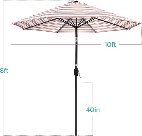 Vista 568 de Best Choice Products - Sombrilla solar de 7.5 pies para exteriores, patio, mesa, mercado, terraza, piscina con inclinación, manivela, luces LED