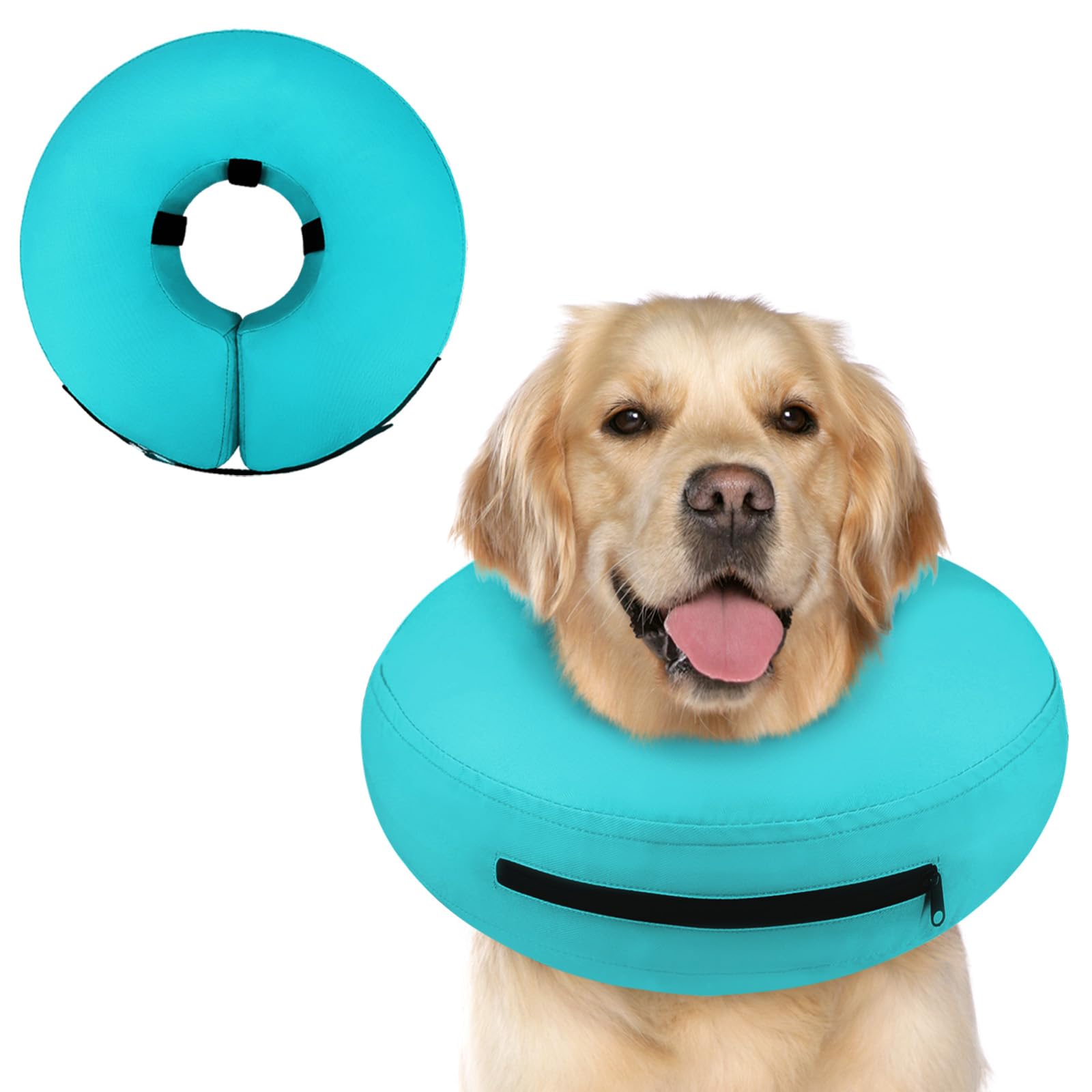 Supet Inflatable Dog Cone for Dogs to Stop Licking, Dog Neck Donut Collar Recovery E Collar to Stop Licking, Soft Pet Cone for Small Medium Large Dogs