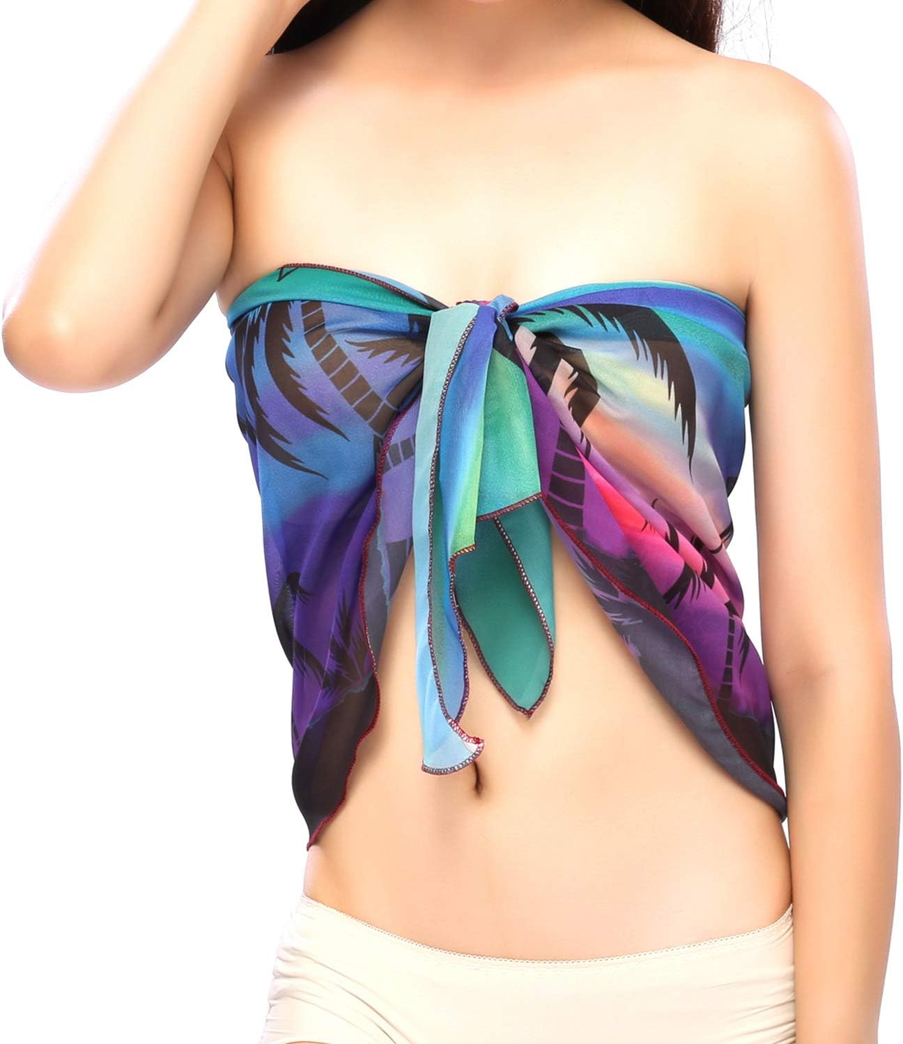 ChinFun Women's Soft Wrap Beach Swimwear Short/Knee Length/Long Cover Up Pareo Swimsuit Wrap Solid/Patterns - Image 3