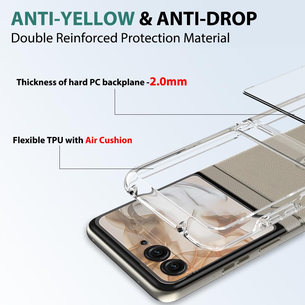 TJS Clear Slim Shockproof Case For Motorola Razr / Razr+ (2024, 2025) – Ultra Thin Hard Cover
