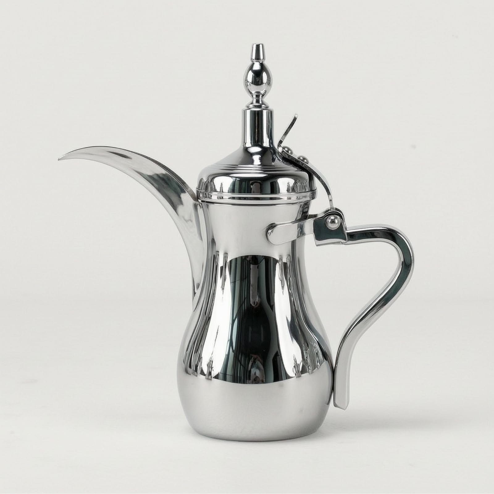 Tetera Estilo Árabe Plateado Cafetera Acero Inoxidable Vintage Vajilla para Hostelería, Cafeterías, Cromo, 500 Ml