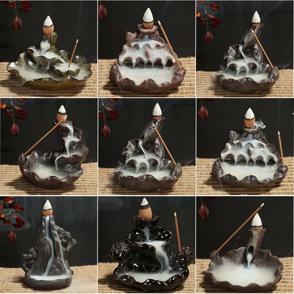 Bruciatore di incenso Buddha, Parte Cascata, Supporto Creativo, Mini Reflusso, Bruciatore for la casa da tè, Cono, Ceramica, Decorazione Domestica, Ufficio, Incenso Portaincenso(Mini 1)