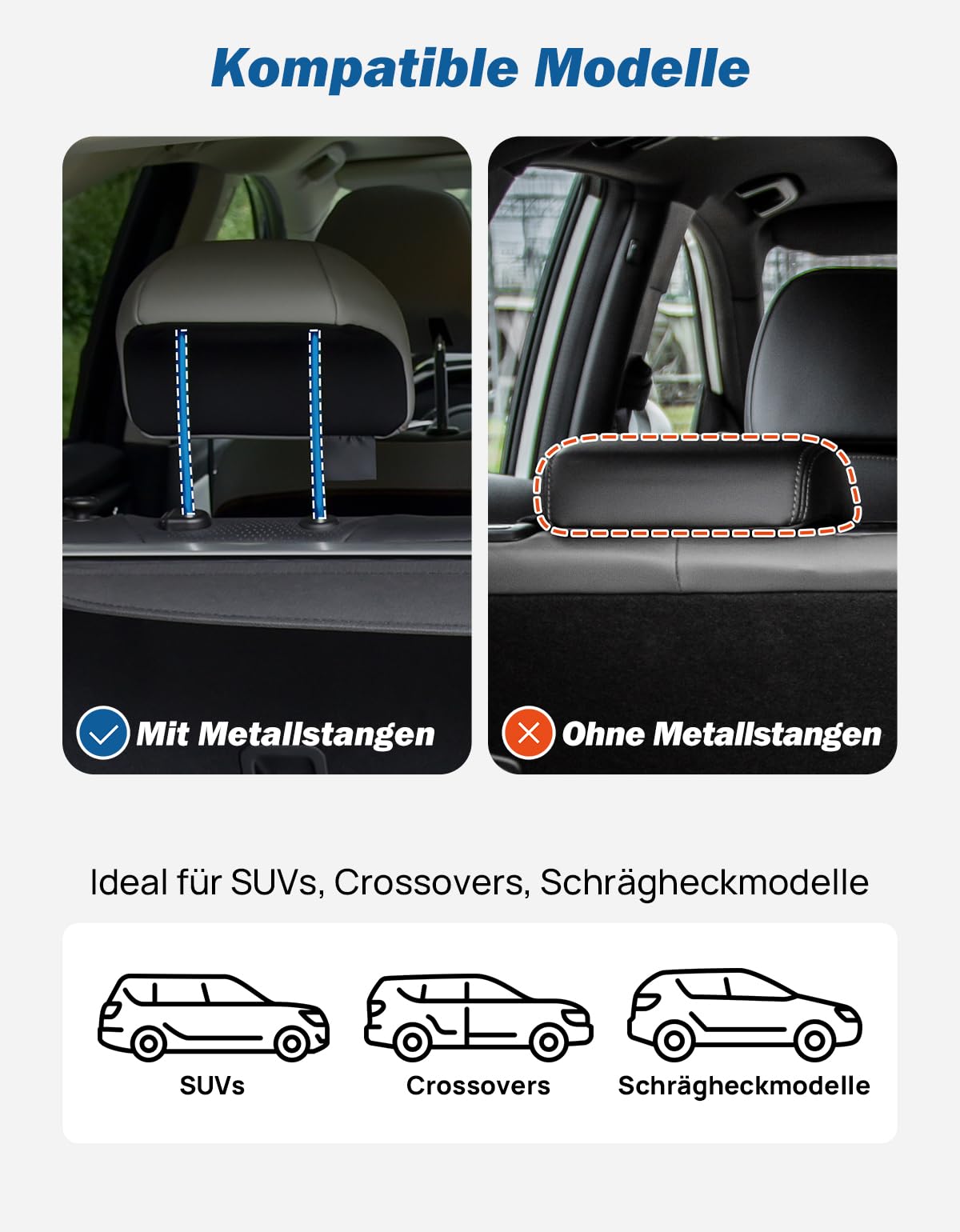 JOYTUTUS Schutzgitter Auto Hundegitter aus Kohlenstoffstahl Hundeschutzgitter Trenngitter Gepäckgitter Universal für Kofferraum 32-46CM * 85-140CM