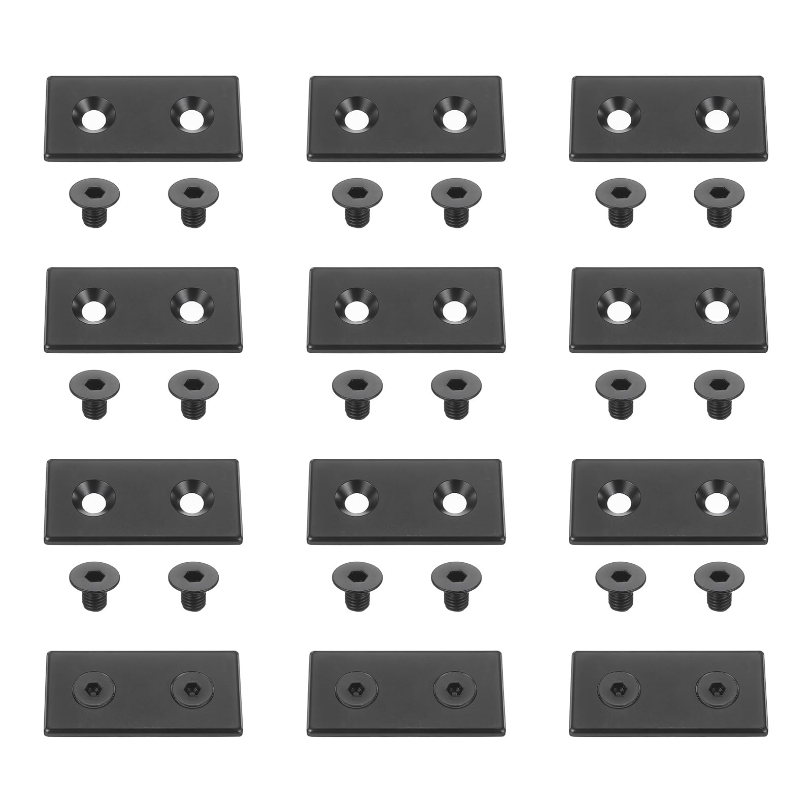 sourcing map 12Pcs Profile End Cap, Zinc Alloy 4080 Series EU Standard T-Slot Aluminum Extrusion End Cap Bracket with Screws for Storage Rack, Black — image 1