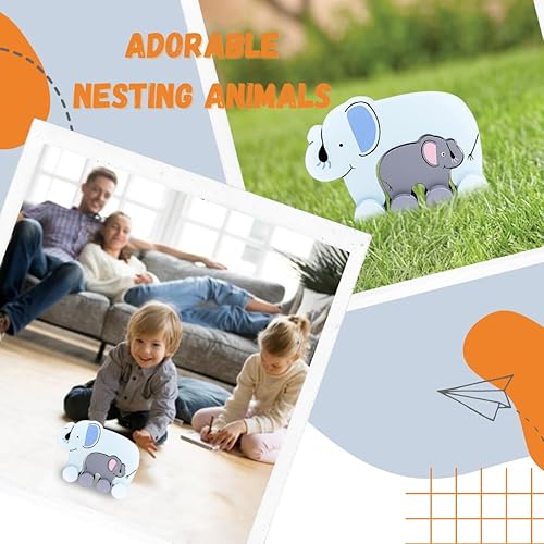 Miniatura 7 de Jack Rabbit Big & Little Elephant Push Toy Creations  Adorable juego de animales anidantes es 2 juguetes en 1  Juguete clásico de madera rodante