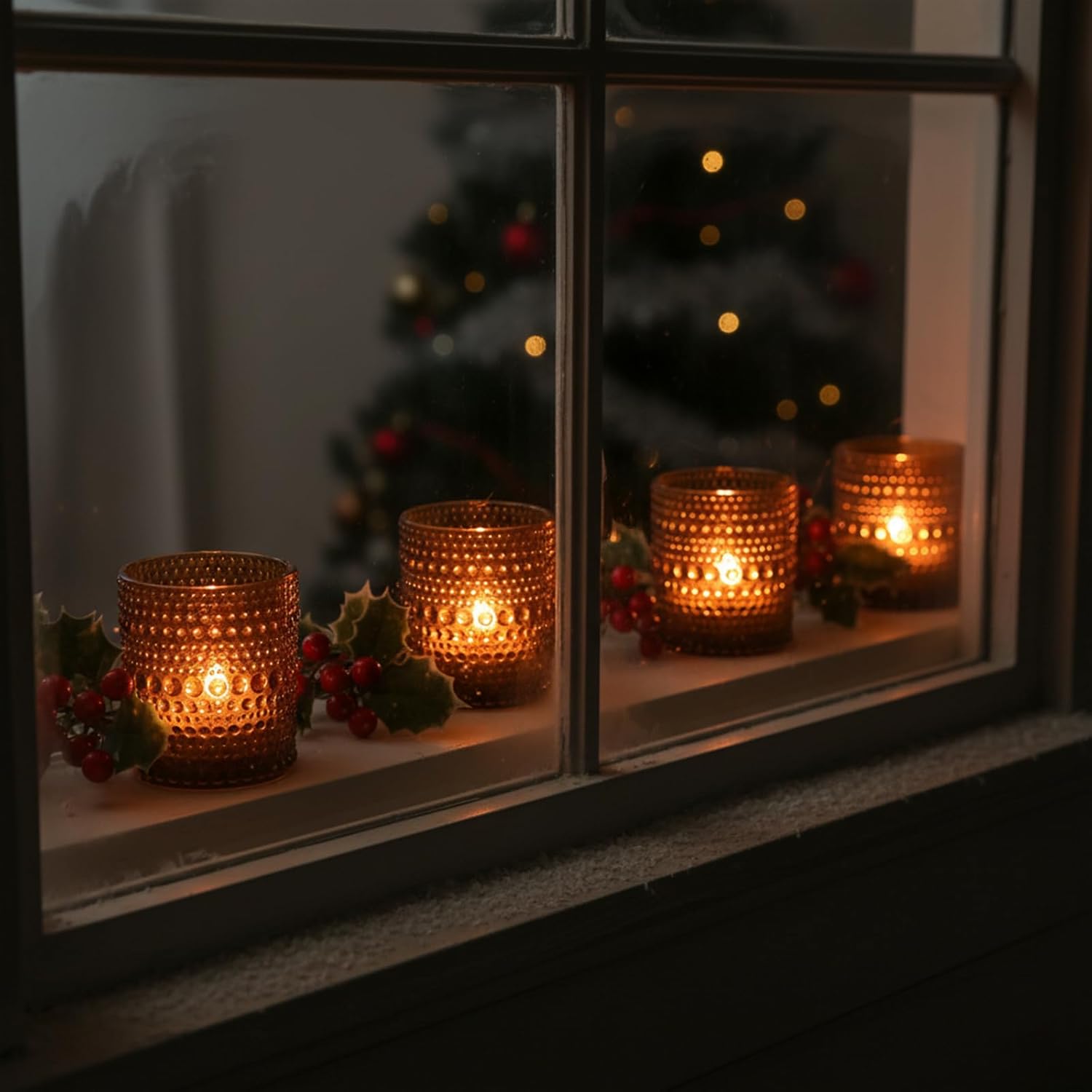 24pcs Amber Votive Candle Holders for Table, 2x2.5in Vintage Glass Small Tea Light Candles Holders for Home Decor, Tealight Candle Holder Decor for Wedding Centerpieces Baby Shower - Image 6