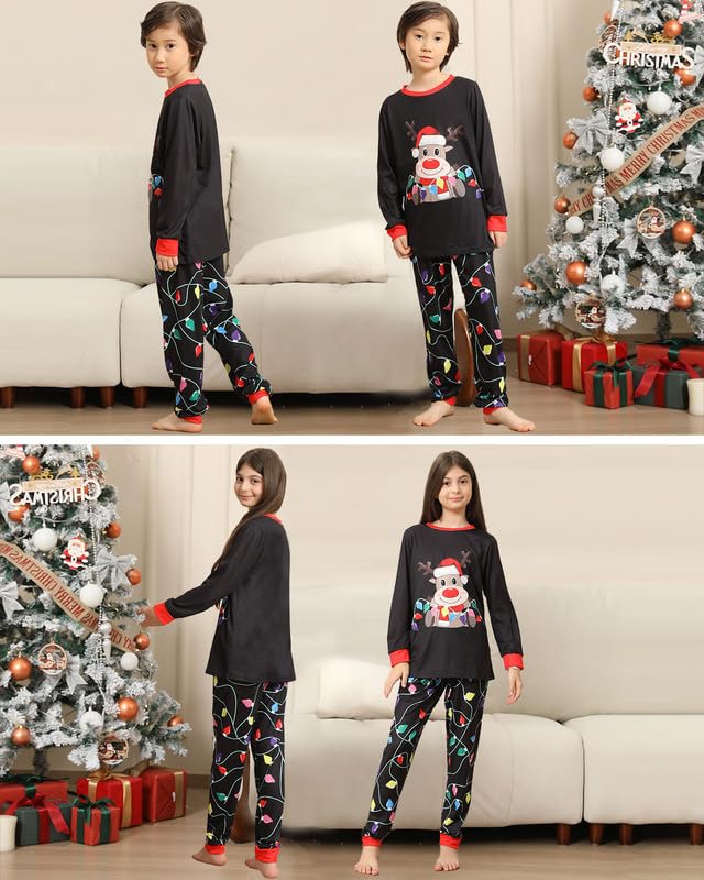 Pigiami Natalizi per Tutta la Famiglia, Pigiama Natale Famiglia Invernale Pigiama Natalizio, Manica Lungo Donna Uomo Pigiami di Natale Famiglia, Pigiami Natale Coppia Pigiama Natale Bambino Bambina