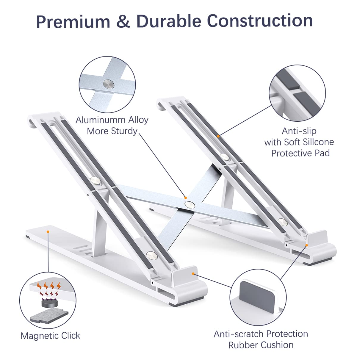 Supporto verticale per computer portatile, regolabile, per scrivania, adatto a tutti i MacBook, Surface, Samsung, HP, Dell, Chrome Book (argento