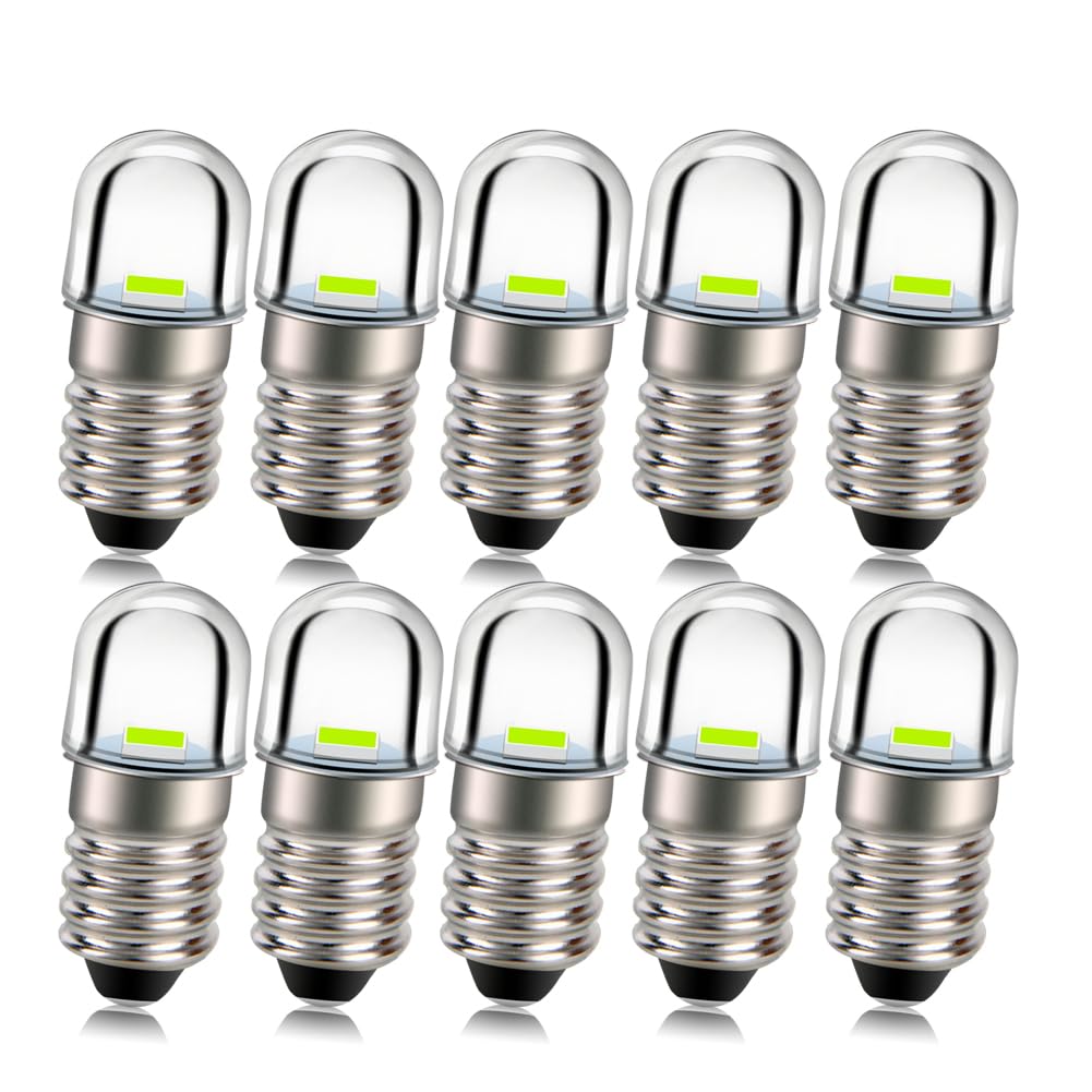 Ruiandsion E10 LED Bulb 4.5V 2525 1SMD Chip Green 100LM LED Replacement Bulb for Flashlight Torch Bike Tail Lights Pack of 10 — image 1
