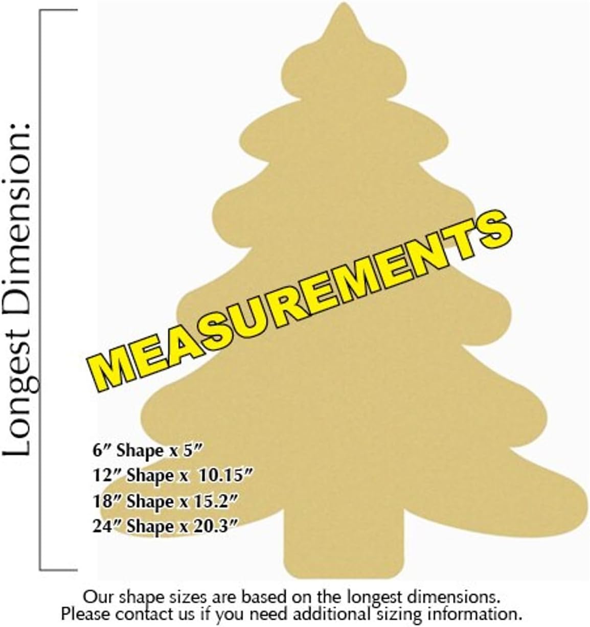Wooden Christmas Tree Unfinished Cutout, Wooden Shape, Paintable