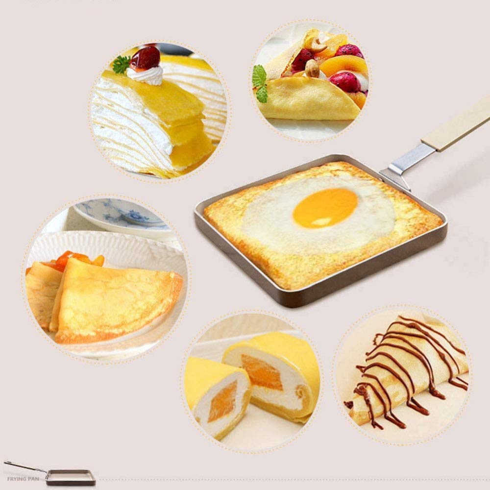 Padella Quadrata Per Crepe Antiaderente, Padella Per Griglia Con Base In Acciaio Al Carbonio Resistente Per Induzione Compatibile Per Torte Da Forno, Uova Per Friggere, Mini Pentole