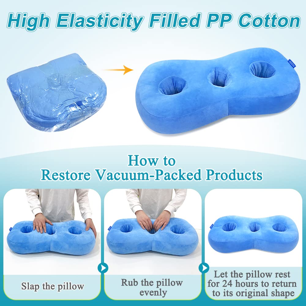 Almohada perforadora para personas que duermen de lado, protector de oídos, almohada CNH con agujeros para las orejas para úlceras por presión, alivio del dolor de oído, almohada de dona para la