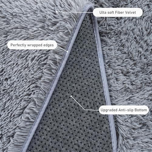 Rugs for Living Room 6x9, Soft Shaggy Modern Shag Area Rug for Bedroom, Upgrade Non-Slip Plush Fluffy Carpet for Kids Boys Girls Room Home Decor Aesthetic, Grey