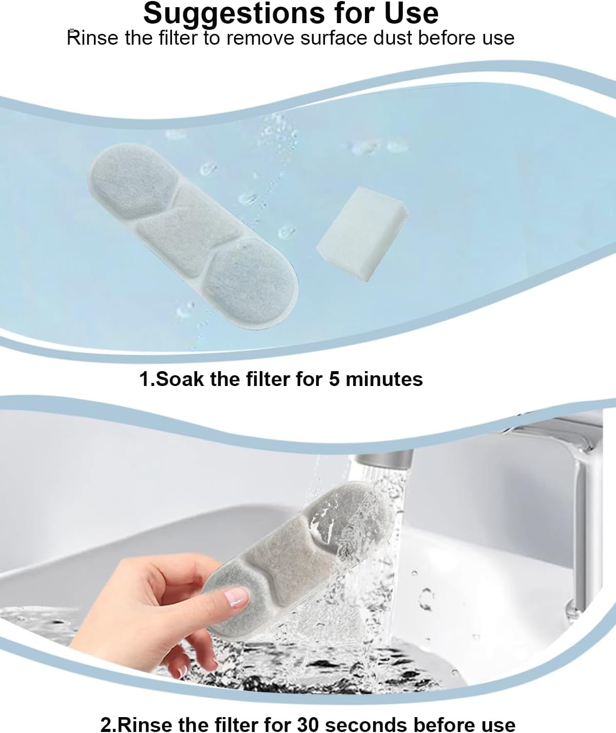 12-Pack Dog Water Fountain Filters Compatible with Zuqqony DYSJ01 12L Water Fountain,Pet Water Replacement Filters fit for MAILOFY WF160 16L & WF120 12L FIYOVA Pet Water Dispenser with Visible Window