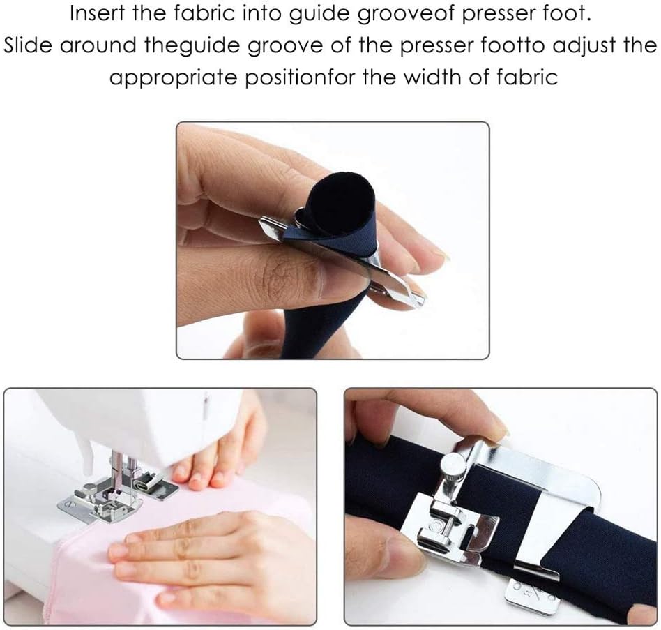 6 Pcs Rolled Hem Presser Foot, Hemming Foot Kit for Sewing Rolled Hemmer Presser Foot for Singer, Brother, Janome, Home Multifunctional Sewing Machine