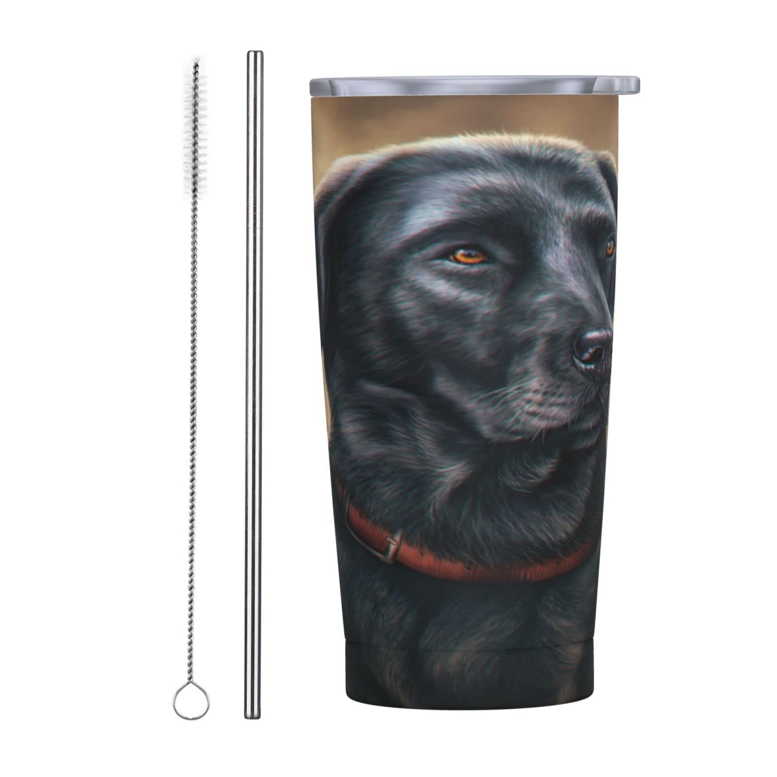20oz Vacuum Travel Mug Black Labrador Insulated Water Bottles Stainless Steel Tumbler Coffee Cup with Lid