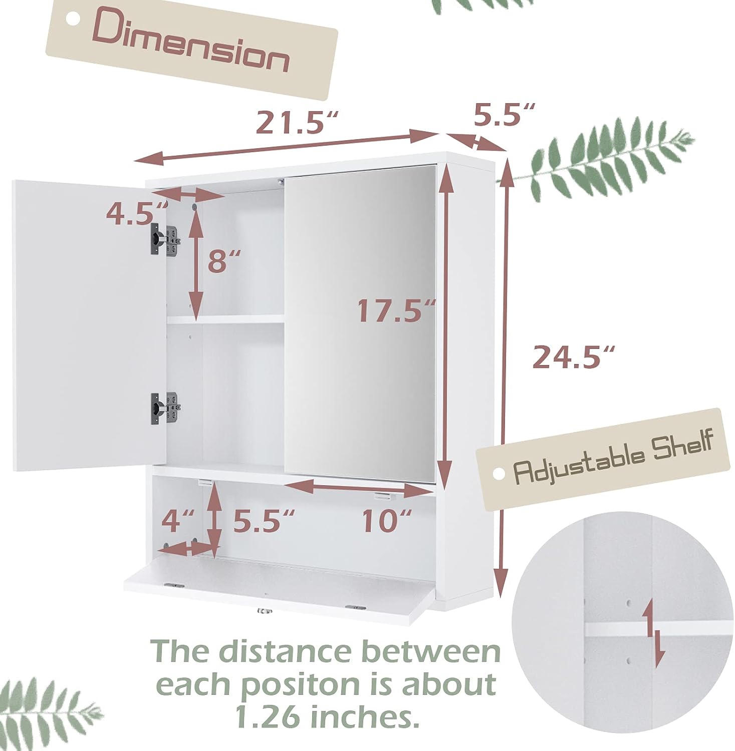 Lowest Price GLACER Wall Mounted Storage Cabinet, Bathroom Medicine Cabinet with Double Mirrored Doors and Adjustable Shelf, Ideal for Bathroom, Living Room, Cloakroom, 21.5 x 5.5 x 24.5 inches (White) Flash Sale GLACER Wall Mounted Storage Cabinet, Bathroom Medicine Cabinet with Double Mirrored Doors and Adjustable Shelf, Ideal for Bathroom, Living Room, Cloakroom, 21.5 x 5.5 x 24.5 inches (White)