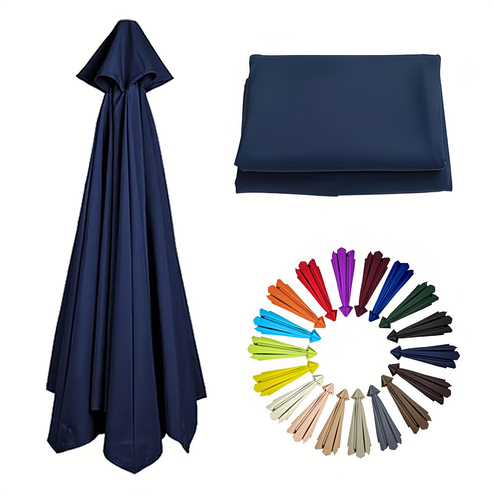 2m/6.6Ft Umbrella Replacement Canopy | Replacement Parasol Cover for 6 Arms| Umbrella Replacement Top | Breathable | Washable | for Garden, Market, Backyard, Beach, Patio(Dark Blue)