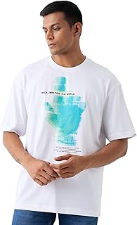 Spykar Men's Oversized Round Neck Half Sleeve Solid Casual T-Shirt Price In India