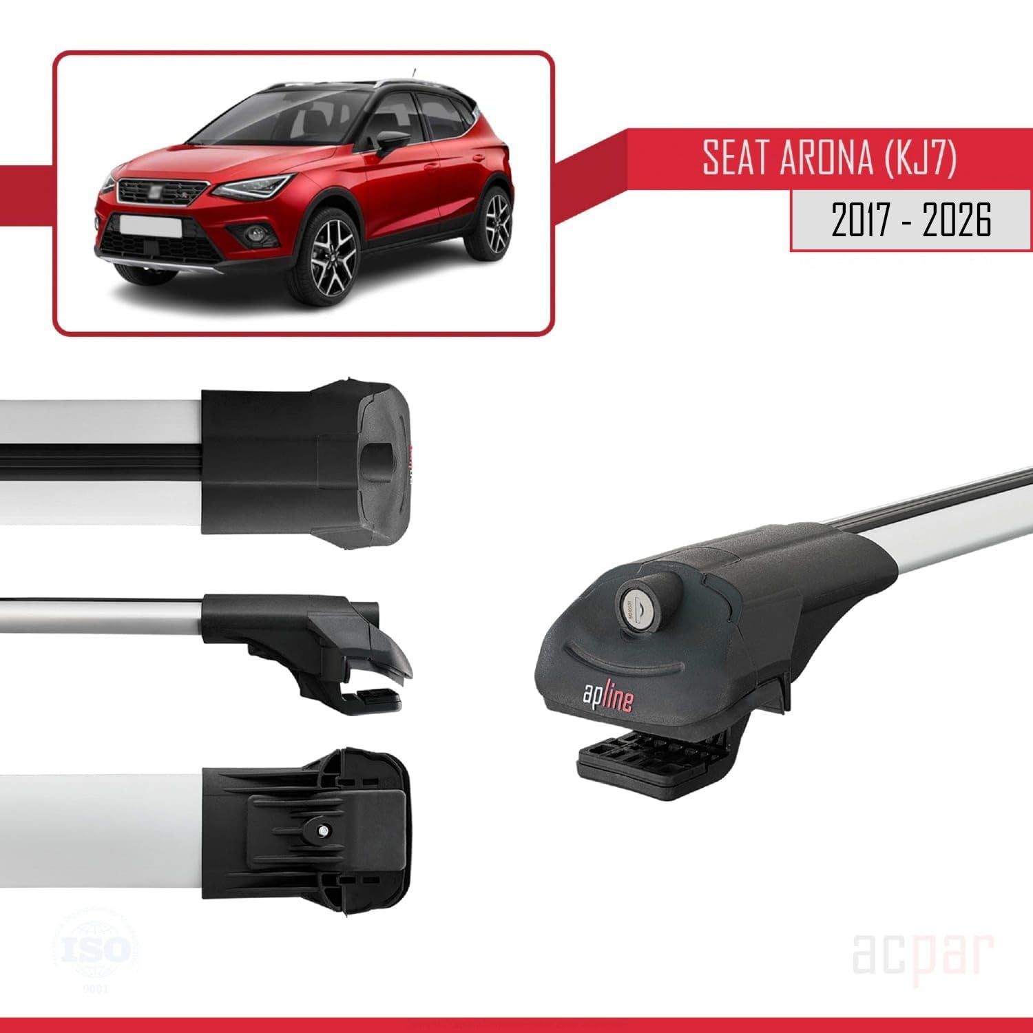 Compatibile con Seat Arona (KJ7) 2017-2026 ACE-1 Barre Tetto Portapacchi Auto Barre Portatutto Grigo Alluminio 2 Barre