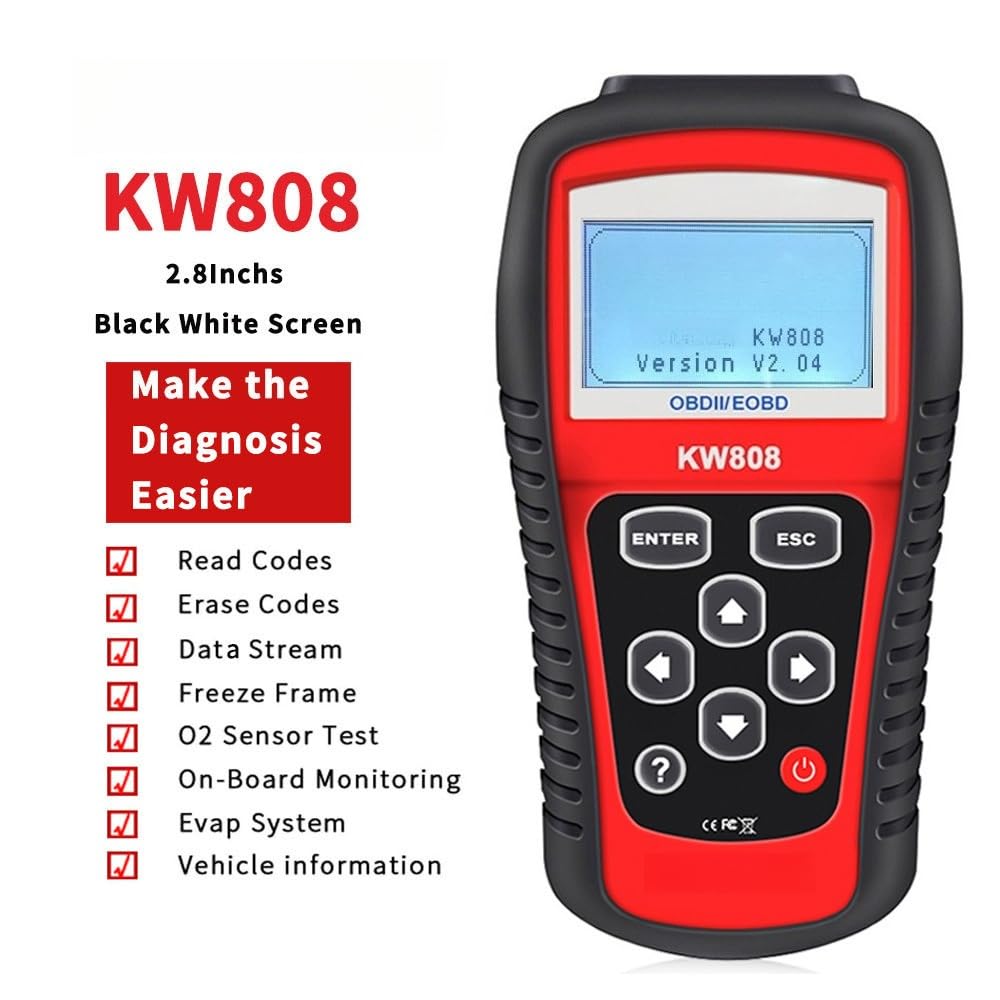 KW808 Professionnel OBDII/EOBD Voiture Diagnostic Scanner Outil - Lecteur de Code de Décodage de Décodage Détection OBD2 Compatible (AL519) Pour Tous Véhicules OBDII