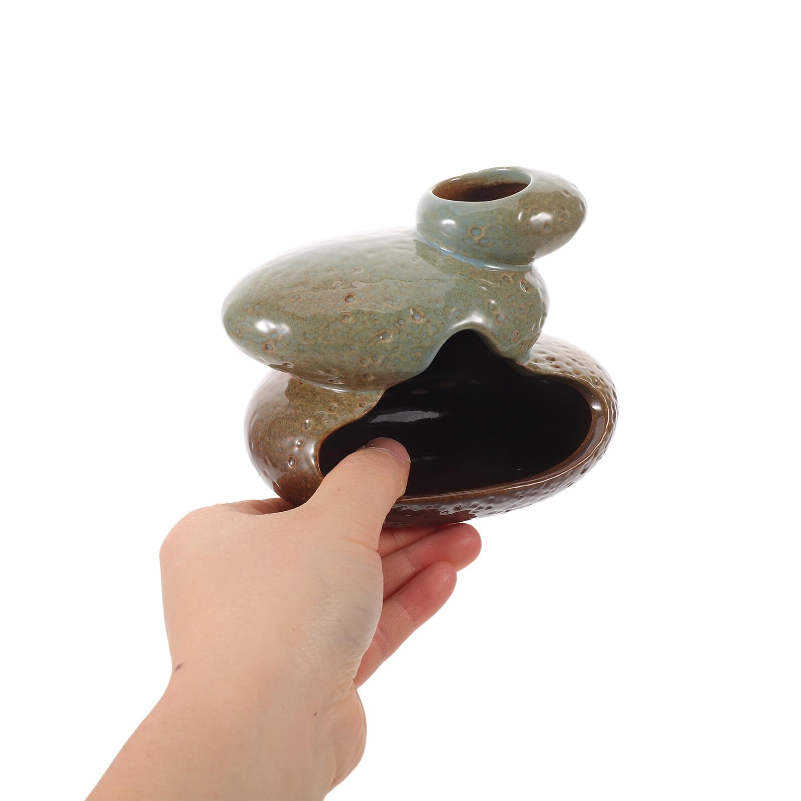 Keramik Räuchergefäß 12,4x10,4x10,2cm Traditioneller Chinesischer Palo Santo und Salbei Halter für Meditation Yoga Wohnraum Dekorativer Räucherstäbchenhalter für Zuhause und Büro