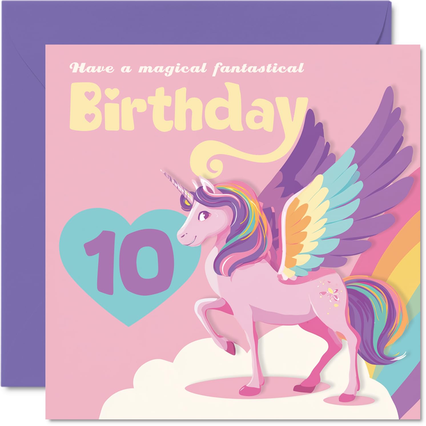 10th Birthday Cards for Girls - Magical Fantastical - Happy Birthday Card for 10 Year Old Girl Sister Cousin Goddaughter Step Daughter, 145mm Bday Greeting Cards