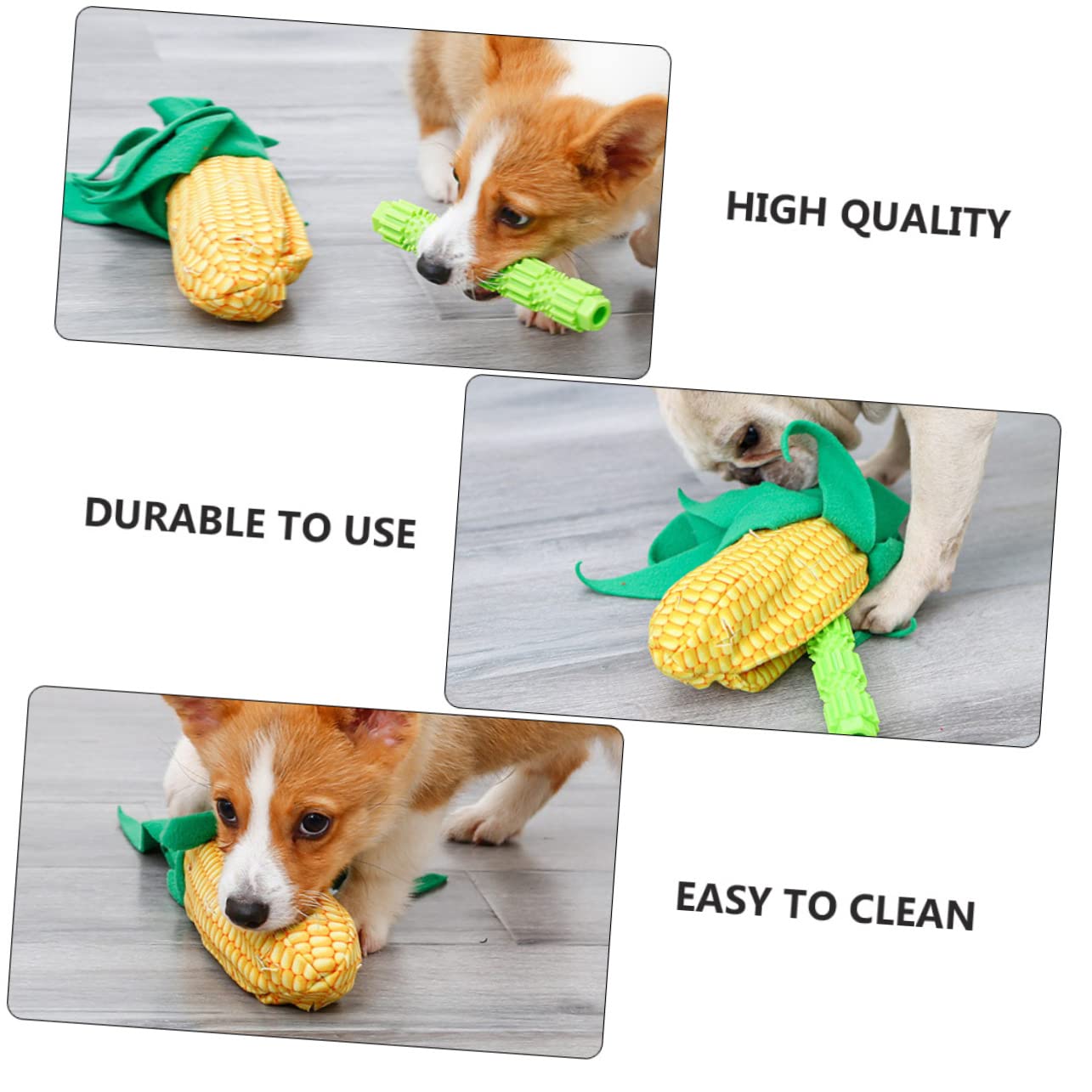 Angoily 3ensembles Jouet pour Chiens Forme De Maïs Jouet Alimentation Molar Rod Et Accessoire De Formation Interactif pour Chiens Et Chiots Et Polaire Doux