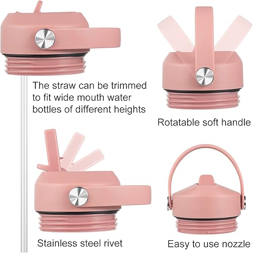 Miniatura 5 de Tapa con pajita para Yeti Rambler de 18, 26, 36, 64 oz, Tapa con Pajitas y Mango Flexible, Tapa de Repuesto para Botella de Agua Yeti Rambler de