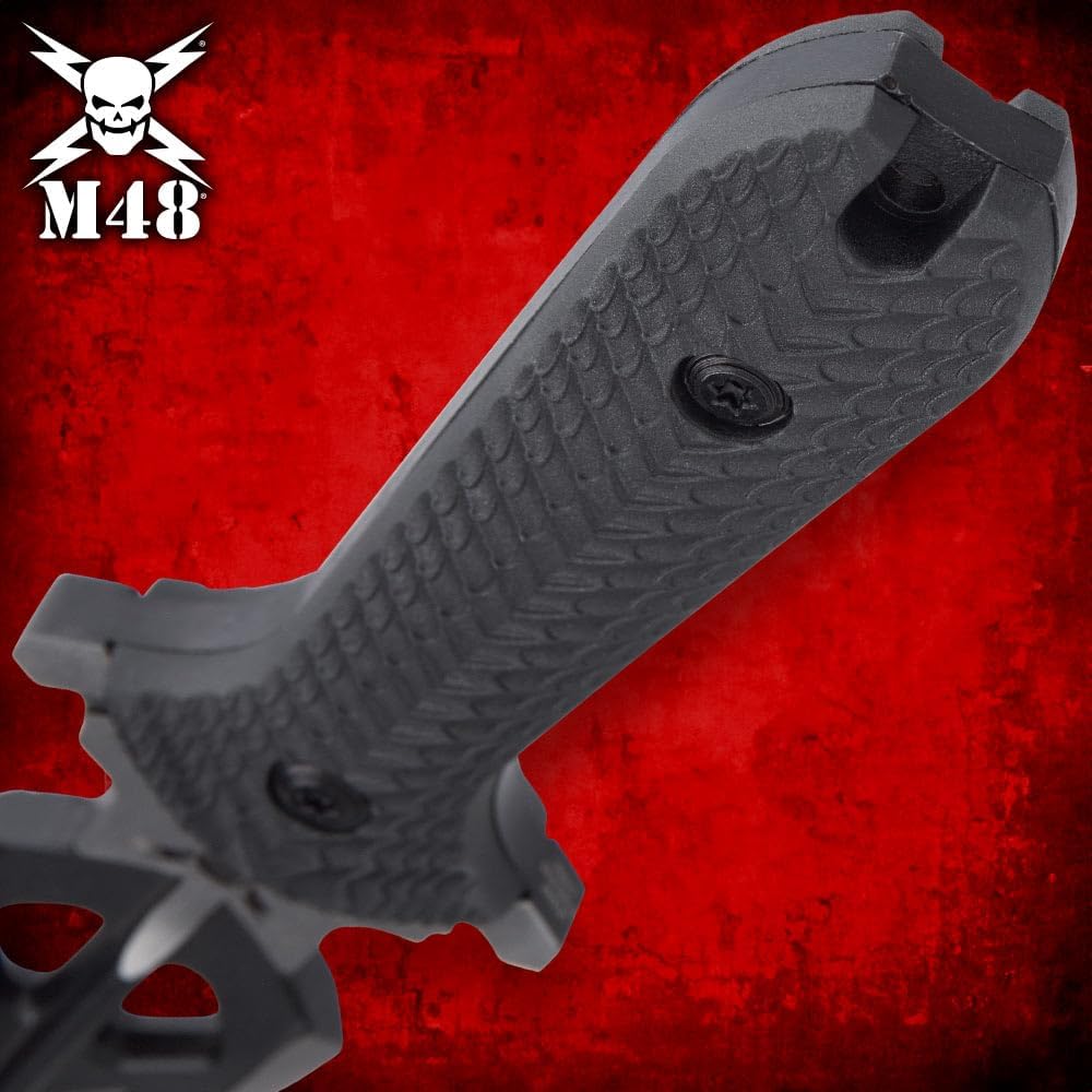M48 Tsunami Fixed Blade With Vortec Sheath | Twist Blade Design | 7 1/2" Durable two-toned 3Cr13 stainless steel | Rugged Polypropylene Handle | Sub hilt on Handle | Partial serrated sawback | 15" Overall