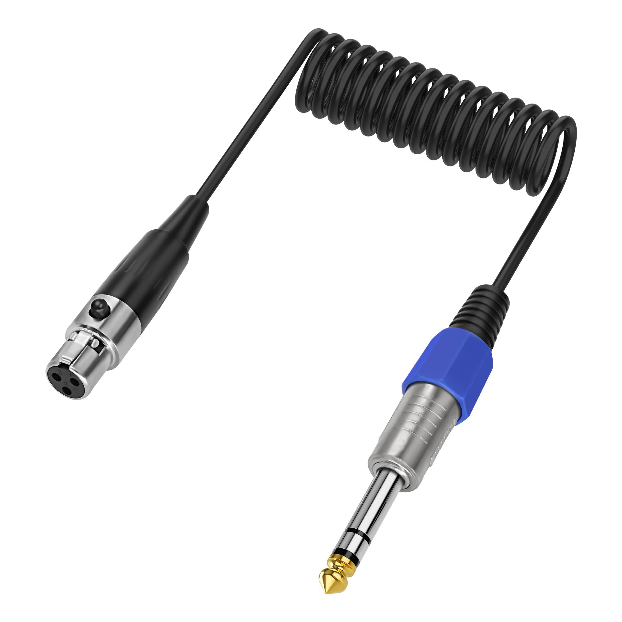 XMSJSIY Mini XLR to 6.35mm 1/4" TRS Audio Microphone Coiled Cable 6.35mm Stereo Plug to Mini XLR 3-Pin Female Balanced Headphone Sprial Coiled Cable