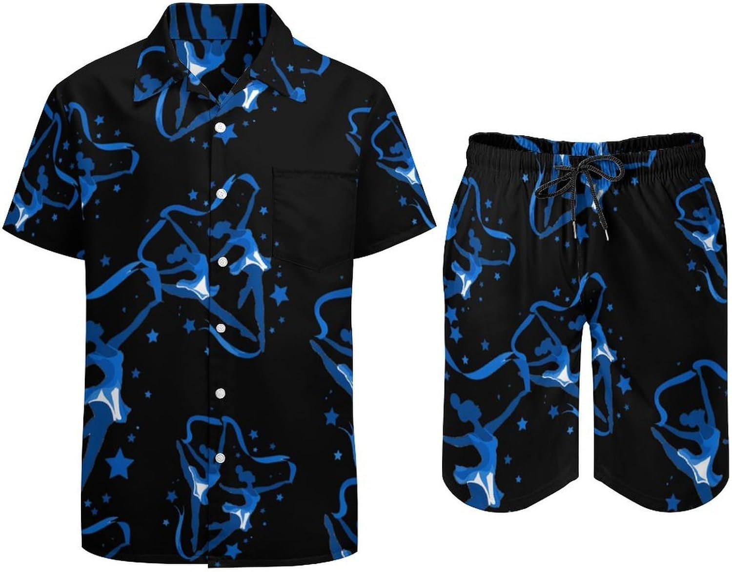 Gymnast Gymnastics Ribbon Men's Summer Beach 2 Piece Outfits | hawaiian button down shirt and shorts,vacation cruise,mens bathing suit
