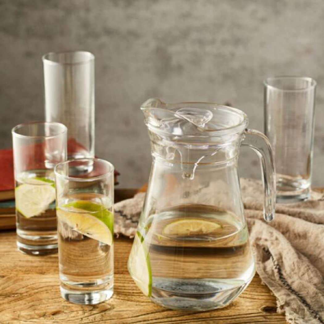 SODUKU Italian Premium Tableware/Dinning Ware Duck Pot Glass 1 Water Juice Jug and 6 Pieces Glass Combo Set Pitcher with Plastic lid,Drinking Beverage Jug,Glass Water jug for Home use by Home-Cart 2