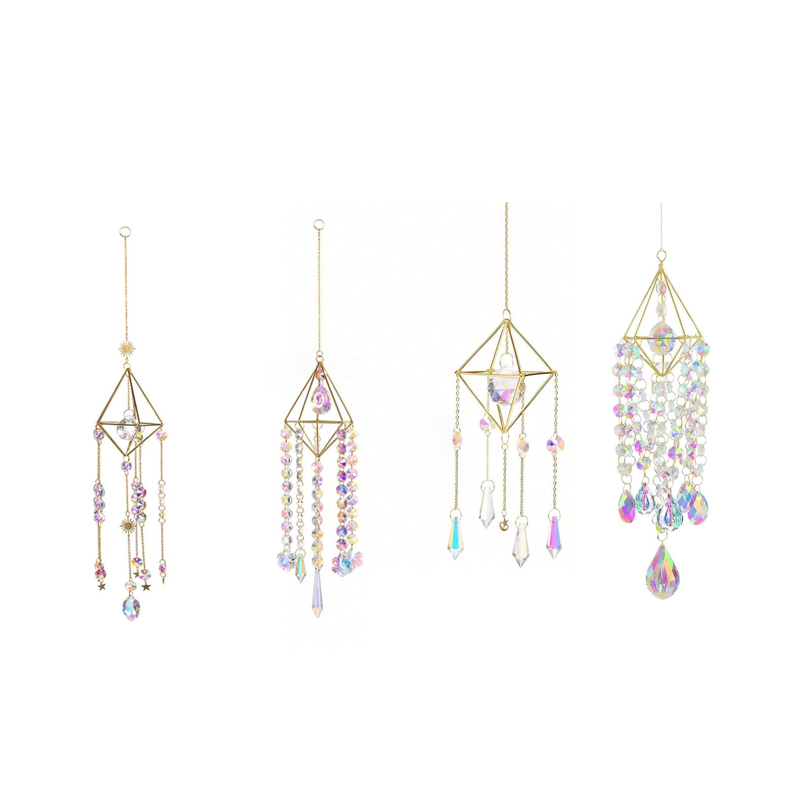 Kryształowa ozdoba odbijająca światło, Kryształowe Suncatchers Multicolor 4 style wiszące wiatrchimes do wnętrz i ogrodów(3)