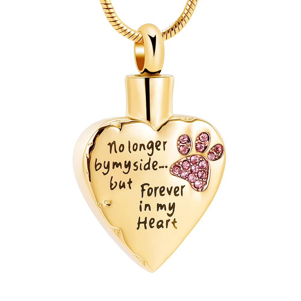 memorial jewelry No Longer by My Side,But Forever in My Heart Carved Locket Cremation Urn Necklace for Pet Dog Cats, Metal, stainless-steel