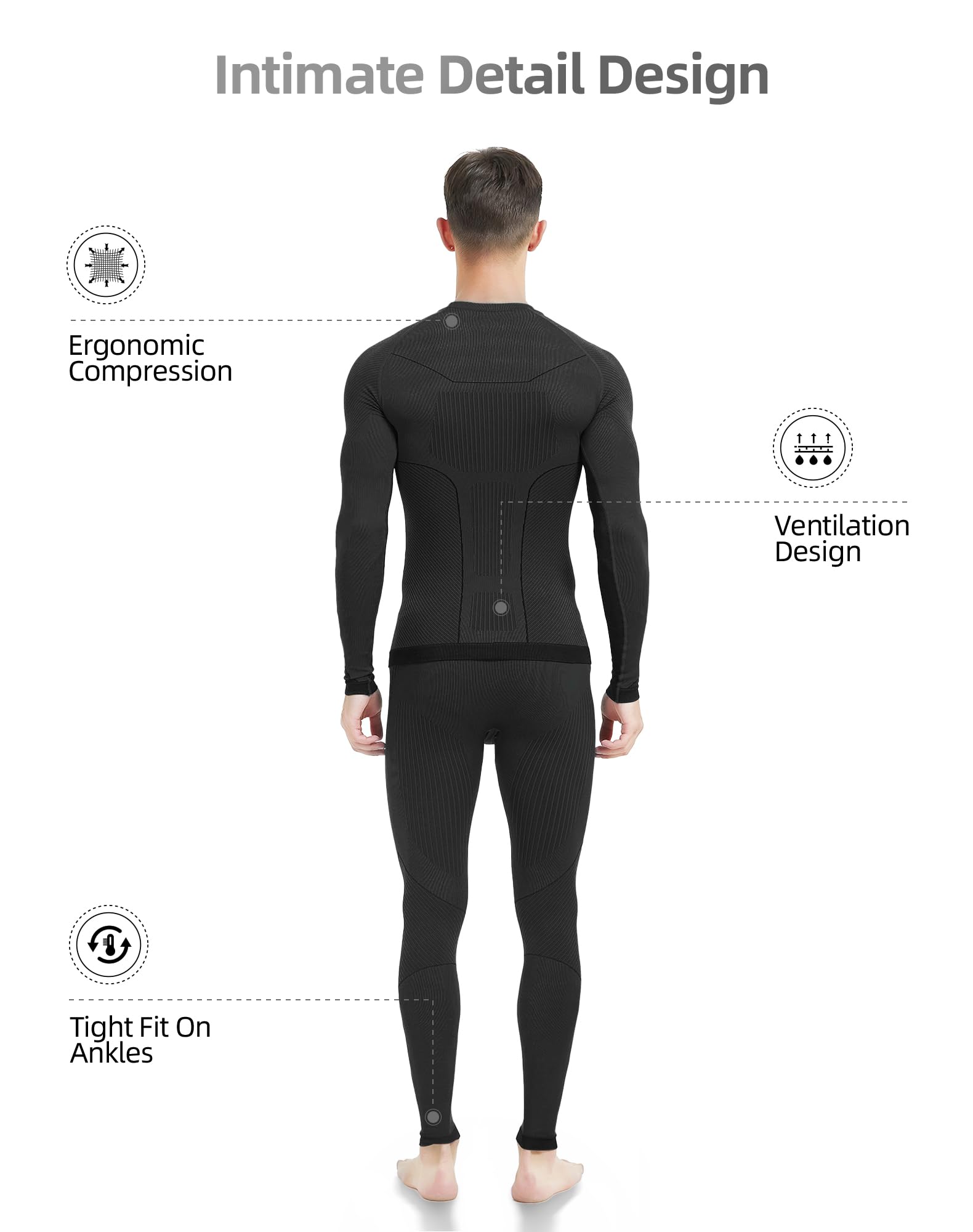 NOOYME Intimo Termico Uomo Biancheria Intima Termica Uomo Traspirante Asciugatura Rapida per Sci Ciclismo Corsa Allenamento