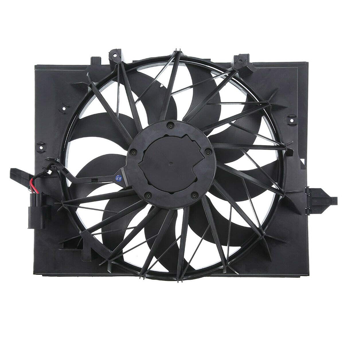 TYMMC Radiator Cooling Fan Plastic Assembly E60 E63 E64 E65 for BMW for 525i for 525xi for 528i for 528xi for 530i for 530xi for 545i for 645Ci for 750Li for 750i 600W-Rated Power 3 Pins 12V ZZ1655