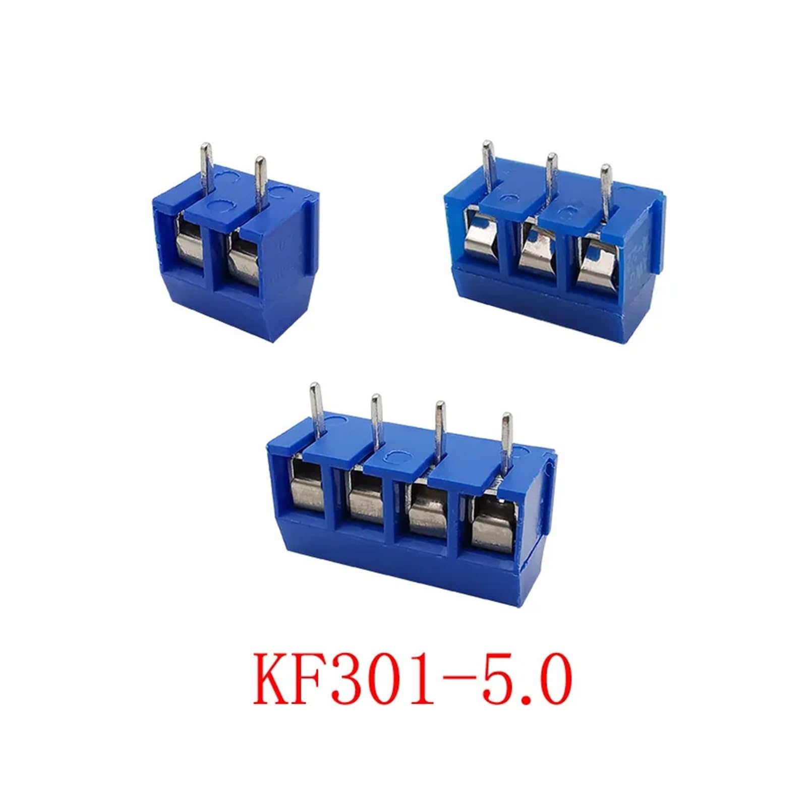 Złącze Pitch, 10/50 szt. Niebieski KF301 5,0 mm Pitch 2/3/4 Pin PCB Złącze zaciskowe śrubowe Proste Pin Łączone Złącza zaciskowe śrubowe(4pin,50Pcs)