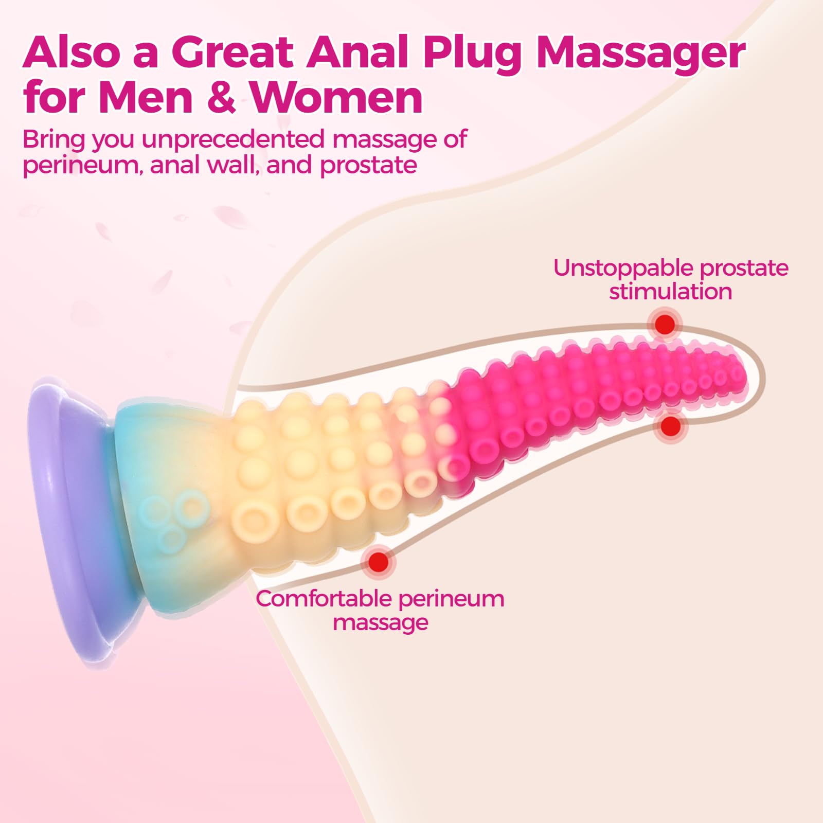 SWEETLORY Long Tapered Tentacle Dildo Fantasy Octopus Sex Toys with Strong Suction Cup, Liquid Silicone Anal Stretcher Butt Plug, Alien Huge Colorful Moving Realistic Monster Prostate Dildo