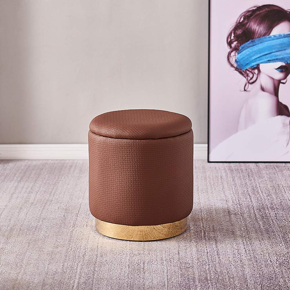 Aksamitny podnóżek w stylu vintage z pokrywką do przechowywania, okrągły puf do salonu lub sypialni, tapicerowany design na toaletkę lub zmianę butów
