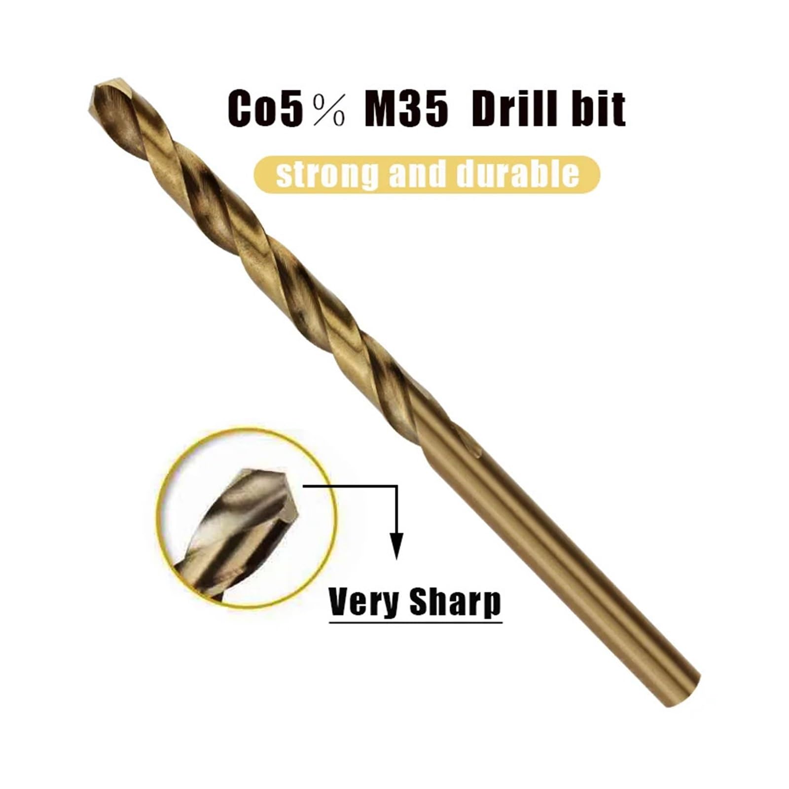 Punta elicoidale in acciaio rapido al cobalto M35 Set di utensili in acciaio inossidabile Accessori for trapani for la foratura di metalli in acciaio inossidabile(1.0-10mm(19pcs))
