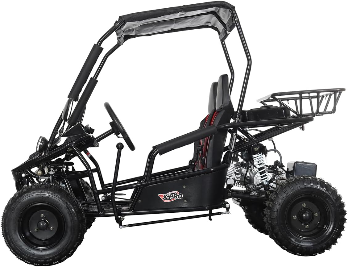X-PRO Rover 110cc Go Kart with Automatic Transmission w/Reverse, LED Headlights, Big 16" Wheels! (Black)