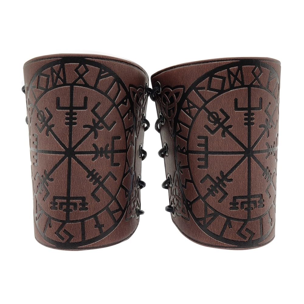DONGKER 1 Paire de Protège-Bras en Relief,Brassards en Cuir Protège-Bras Réglable Norse Viking Arm Armor pour Hommes Femmes