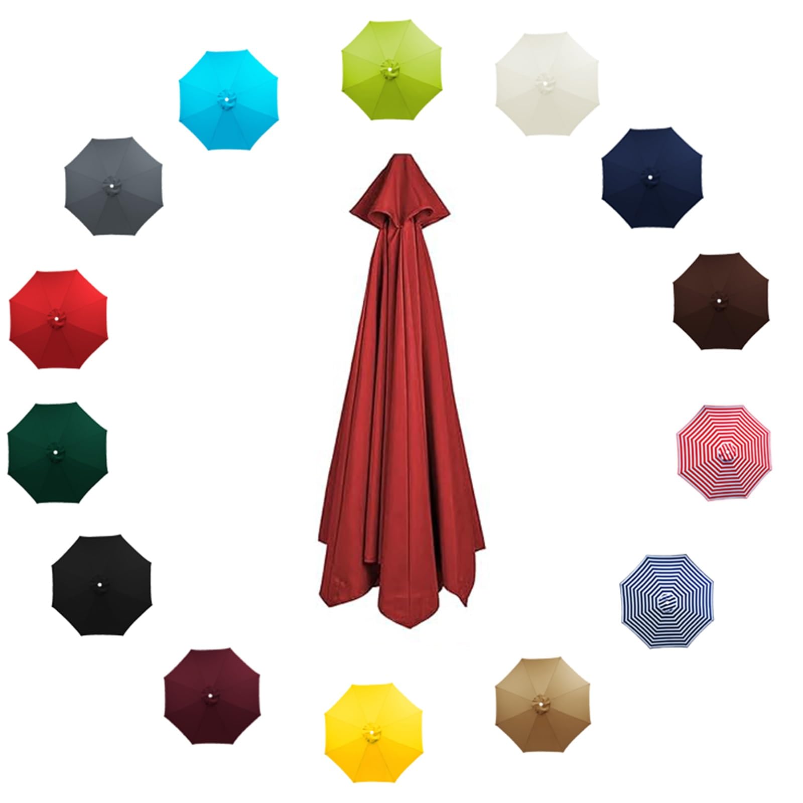 Replacement Parasol Canopy 8/6 Arms, 2.0m 2.30m 2.5m 3.0m Garden Umbrella Replacement Canopy Cover Weatherproof Parasol Top Cover for Yard, Beach, Pool(Red,2.7M/6RIBS)