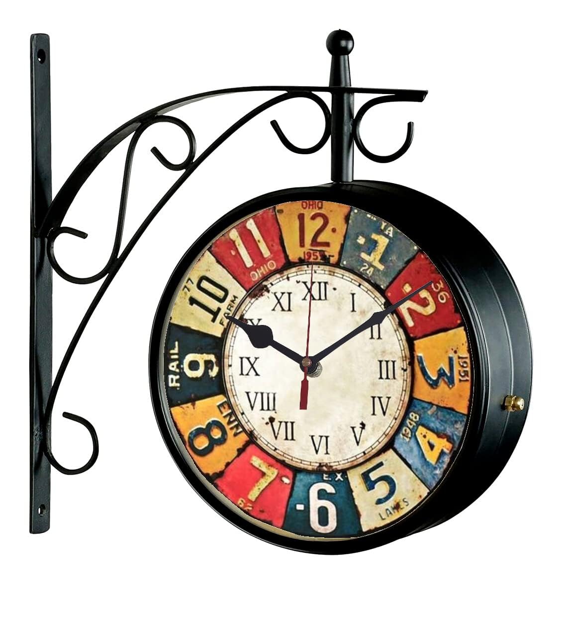 25 cm vintage metalowy dwustronny zegar stacji Victoria dworzec kolejowy zegar wystrój domu kolekcjonerska dwustronna stacja zegar