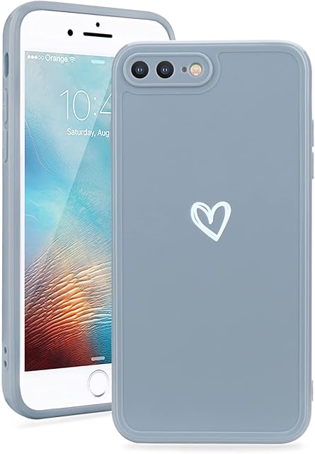 Micoden for iPhone 7 Plus Case iPhone 8 Plus Phone Case Cute Girls Silicone Shockproof Protective Bumper Cases with Love Heart Pattern Design for iPhone 7 Plus/8 Plus Grey