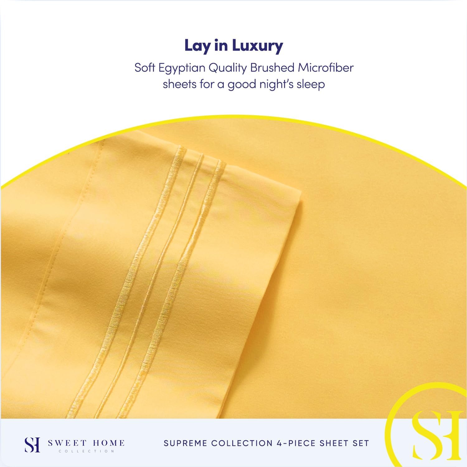 Queen Size Bed Sheets - Breathable Luxury Sheets with Full Elastic & Secure Corner Straps Built In - 1800 Supreme Collection Extra Soft Deep Pocket Bedding Set, Sheet Set, Queen,Yellow - Image 6