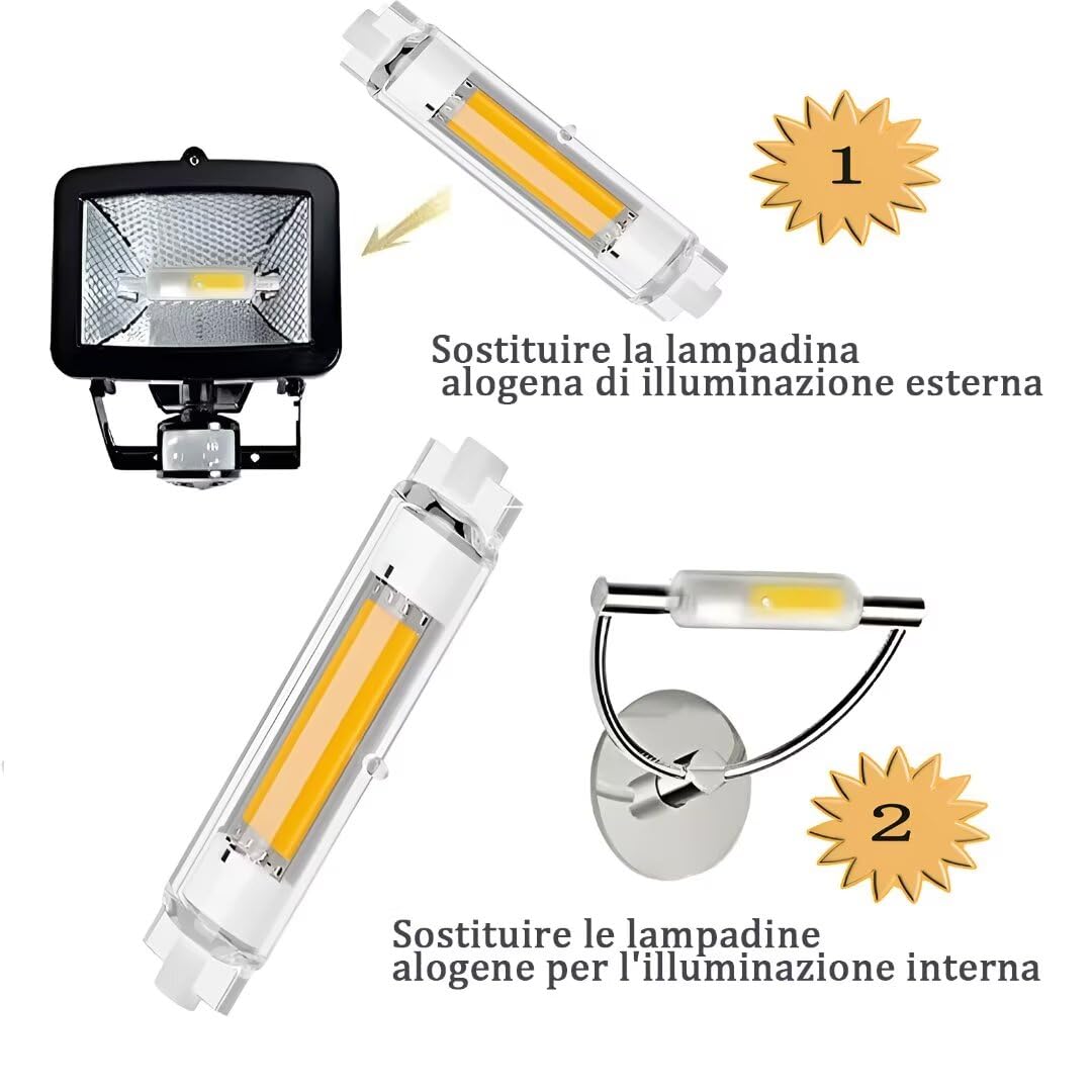 Lampadina LED R7S 118mm Dimmerabile 30W - Bianco Naturale 4000K, Equivalente 300W Alogena, 2 Pezzi