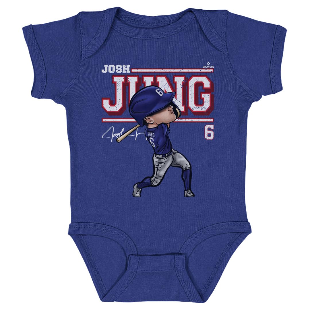500 LEVEL Josh Jung Baby Infant One Piece Bodysuit (18M, Royal Blue) - Josh Jung Texas Cartoon WHT